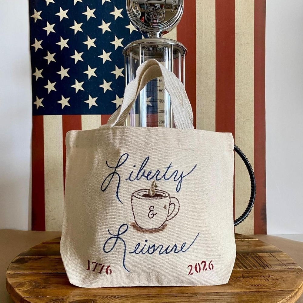 Liberty & Leisure Everyday Tote Hand Painted Coffee Lover Americana Canvas Tote